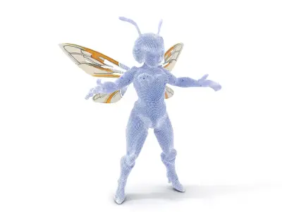 Insect Warrior Rigged and Animated D Model with Wings and Armor Low-poly 3D model