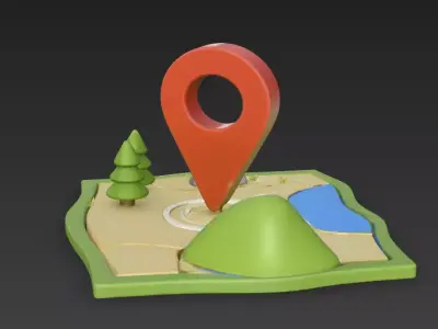3D Stylized Map Navigation Pin Icon PBR 4K 3D model