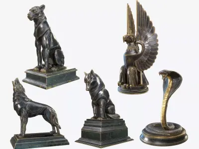 Animal Sculpture 3D Model Collection