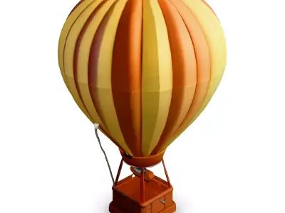 LowPoly Hot Air Balloon Low-poly 3D model