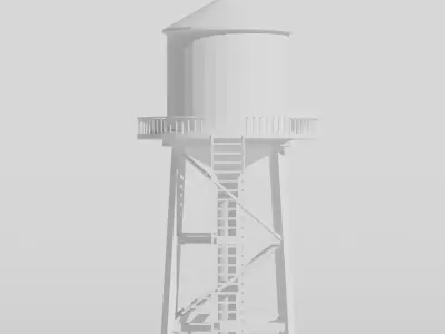 Low Poly Water Tower Free low-poly 3D model
