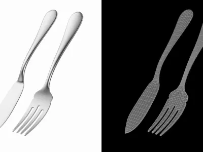 Fish Knife and Fork Generic Cutlery 3D model