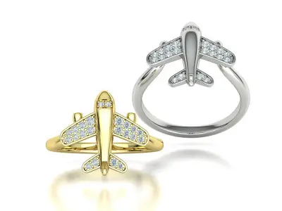 Airplane Diamond Ring 3dprint model Own design 3D print model