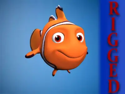 Rigged cartoon fish Low-poly 3D model