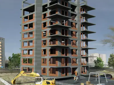 CONCRETE APARTMENT RESIDENTIAL Free 3D model