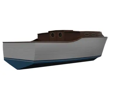Wooden Boat Low-poly 3D model