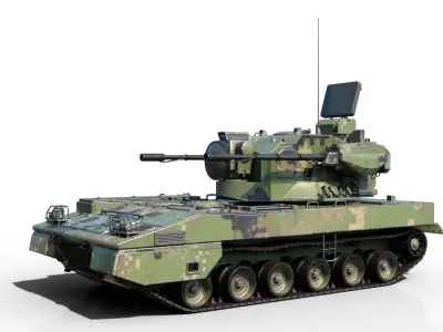 PBR Chinese PGZ-09 Self Propelled Anti Aircraft SPAAG Low-poly 3D model