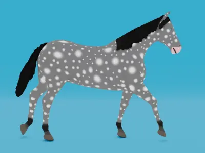Grey Horse Animated Low-poly 3D model