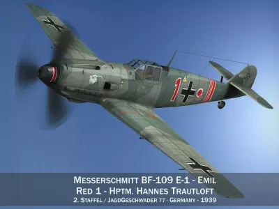 Messerschmitt - BF-109 E - Red 1 3D model
