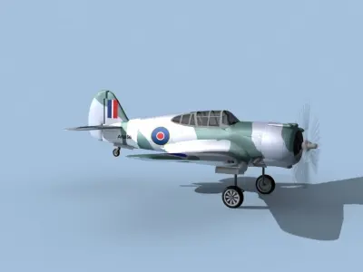 Curtiss H-75C Mohawk V21 RAF 3D model