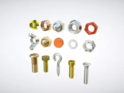 Industrial Screws Pack Low-poly 3D model