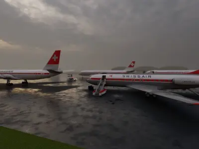 SWISSAIR CARAVELLE 1A CORONADO CV 990 DC-8 62 DC-8 53 3D model