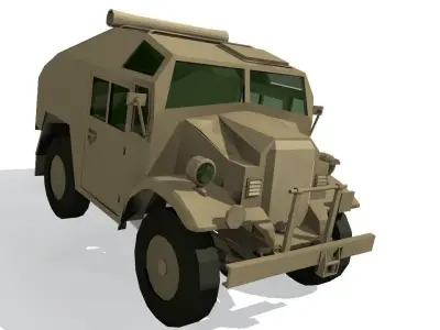 Quad Gun Tractor Low-poly 3D model