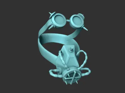 Steampunk Gas Mask - SciFi Character Design - Goggles Low-poly 3D model