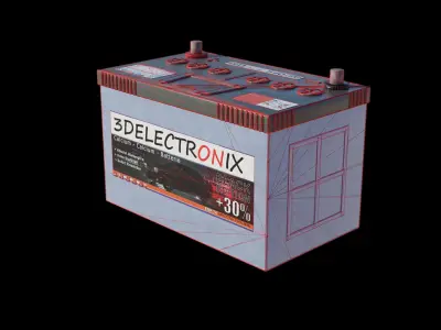 Automotive Battery Free low-poly 3D model
