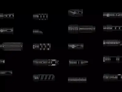 Assault Rifle Muzzle Brake Collection 1 Low-poly 3D model