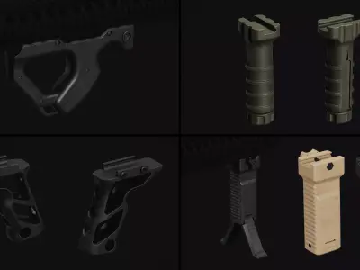 Weapon Grips Pack Low-poly 3D model
