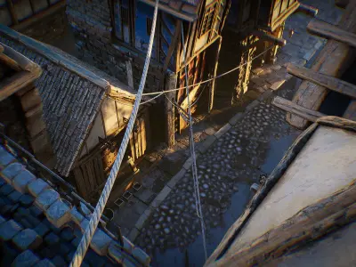 Medieval Town Street Environment Kit UE4 Low-poly 3D model