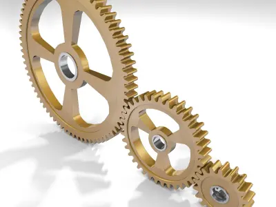 Cogwheels brass 3D model