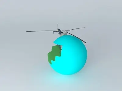 The Helicopter Crash Into The Sphere Free 3D model