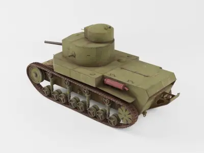 T-24 Soviet Medium Tank PBR Low-poly 3D model