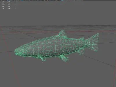 BrookTrout Low-poly 3D model
