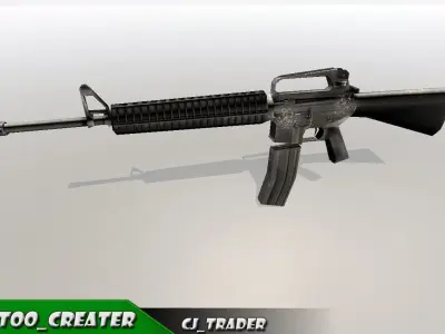 M416 assault rifle Low-poly 3D model Low-poly 3D model