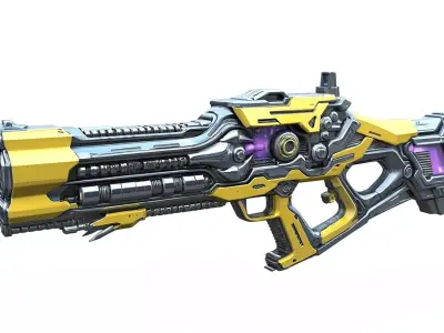 Futuristic yellow high energy rifle High Poly Resolution  3D model