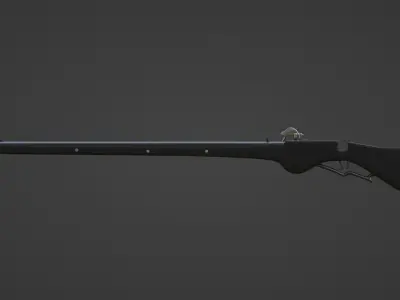 1550 Wheel Lock Long Rifle Low-poly 3D model