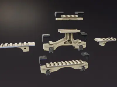 Optical Mount Modular Picatinny Rail Low-poly 3D model