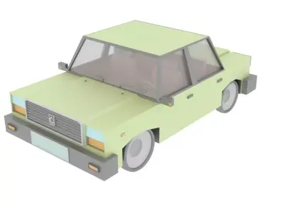 Cartoon Green Car Free low-poly 3D model
