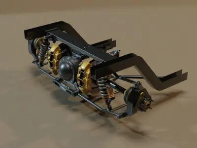 Racing Rear car truck suspension Low-poly 3D model