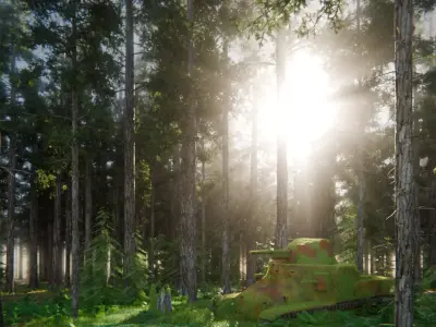 Tank in the Forest 3d Scene 3D model