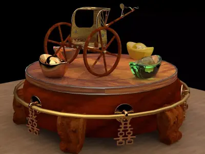 King Tut Chariot figure Low-poly 3D model