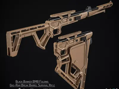 Black Bunker BM8 Folding Gas-Ram Break Barrel Survival Rifle Low-poly 3D model