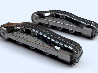 Rigged Maya Tank tracks or Continuous Tracks Low-poly 3D model