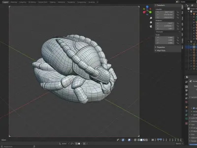 Stylized scarab on a stone 3D model