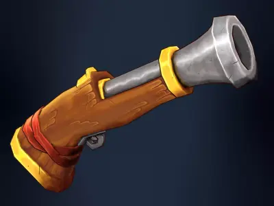 Low-poly 3d musketeer weapon model Low-poly 3D model