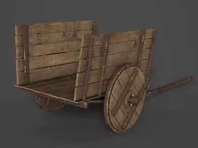 Wooden Cart Low-poly 3D model
