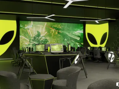 VRay - C4D Scene files - Exterior and Interior - Gaming Store 3D model