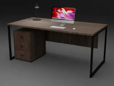 Low Poly office table Free low-poly 3D model