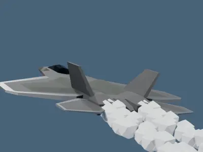 F22 inspired Fighter Jet with Flight Animation Low-poly 3D model