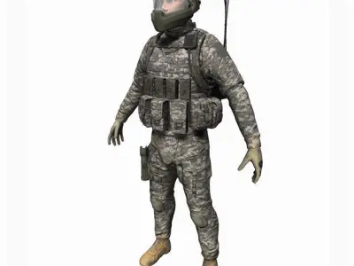 US Army Soldier Low-poly 3D model
