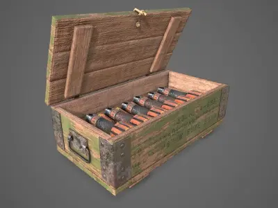 Sci-fi post apocalyptic crate of grenades  Low-poly 3D model