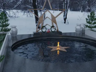 Eternal flame in the square 3D model