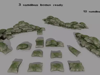 sandbag pile of rocks Low-poly 3D model