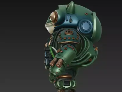 Emerald Mecha Toad - Stylized Robotic Amphibian 3D Model 3D print model