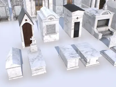 Mausoleums Tombs and Graves pack 1 Low-poly 3D model