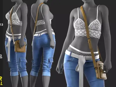 Girls Outfit 13 - Marvelous Designer 3D model