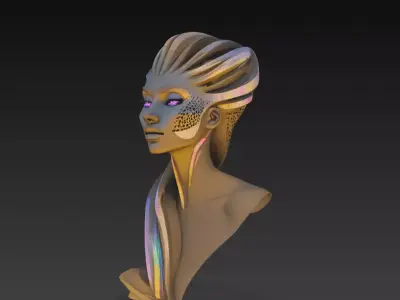 Alien Queen Bust Sci-Fi Female Sculpture STL 3D print model